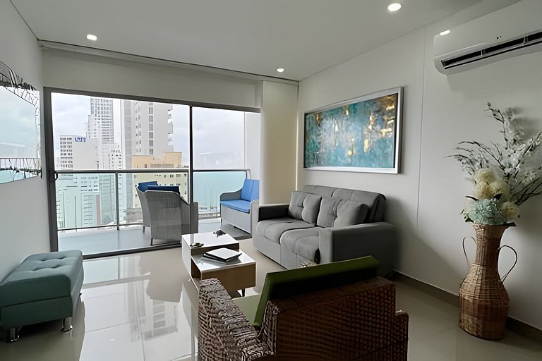 Hermoso Apto de 1 hab con Vista al Mar - Piso 16!