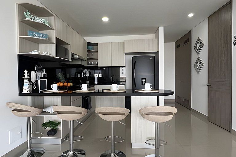 Hermoso Apto de 1 hab con Vista al Mar - Piso 16!