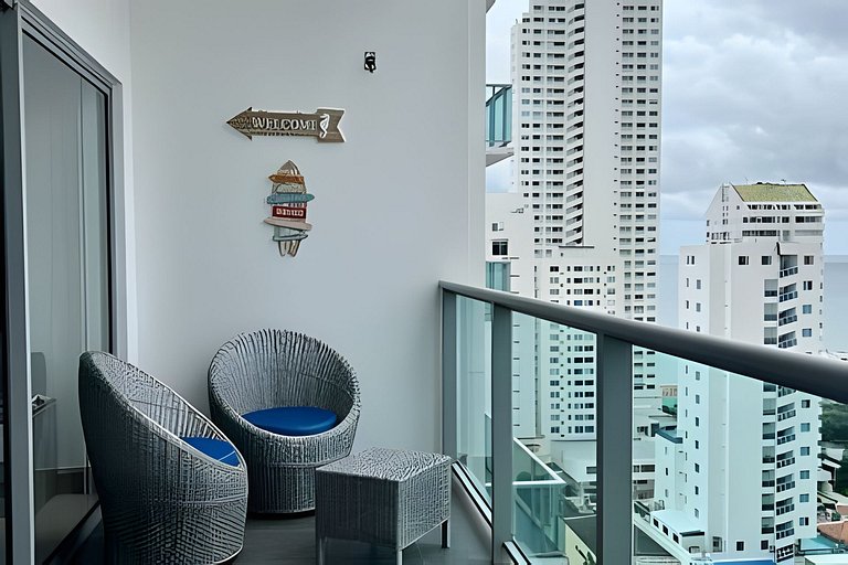 Hermoso Apto de 1 hab con Vista al Mar - Piso 16!