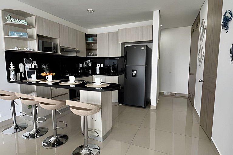 Hermoso Apto de 1 hab con Vista al Mar - Piso 16!