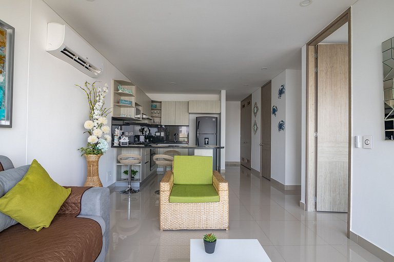 Hermoso Apto de 1 hab con Vista al Mar - Piso 16!