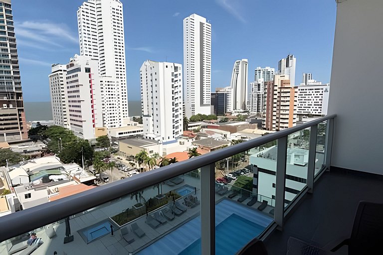 Hermoso Apto de 1 hab con Vista al Mar - Piso 10