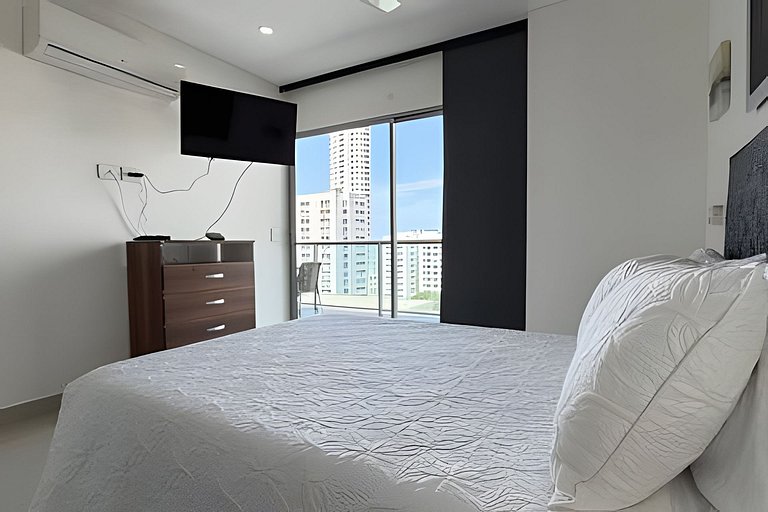 Hermoso Apto de 1 hab con Vista al Mar - Piso 10