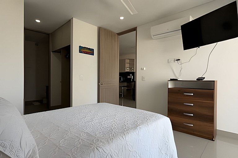 Hermoso Apto de 1 hab con Vista al Mar - Piso 10