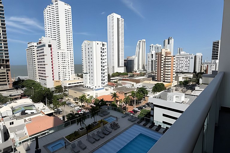 Hermoso Apto de 1 hab con Vista al Mar - Piso 10